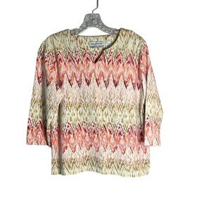 𝅺ALFRED Dunner Women's Top Flame Pattern Size Petite Medium